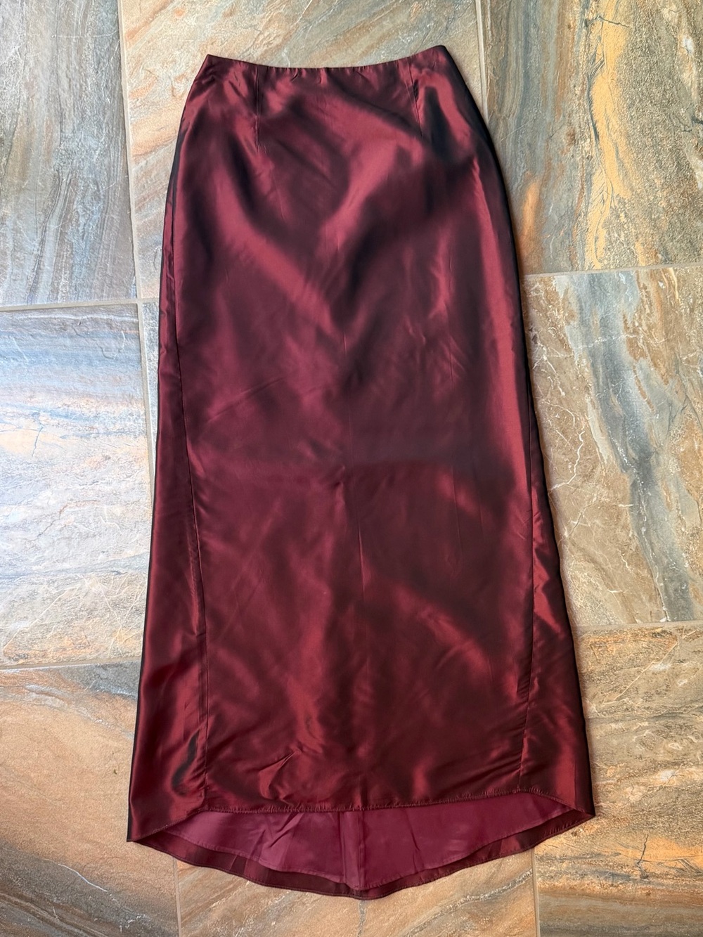 VTG 90s Laundry by Shelli Segal Iridescent Burgundy Maxi Skirt Prom Grunge Sz 8